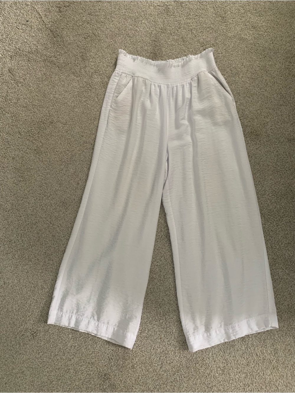 Vera Wang Large White Wide-Leg Kids Pants with Elastic Waist